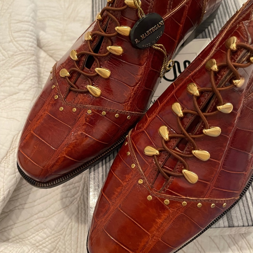 Vintage Romano Martegani Lace Up Alligator Shoes - Picture 3 of 13